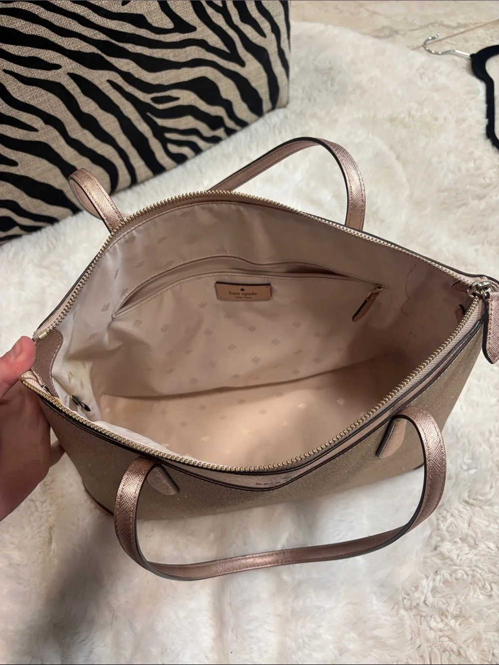 kate spade Rose Gold Glitter Tote